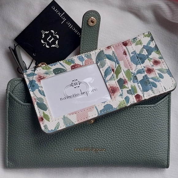 Nanette Lepore Handbags - Nanette Lepore - Sage Green Wallet w/Floral Card Holder